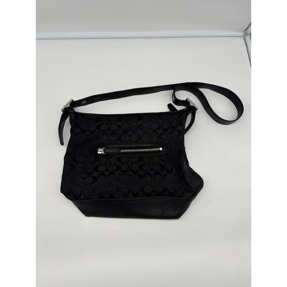 Y2K Vtg Old Coach Legacy Bleecker Duffle Sig Canvas Black Shoulder Bag #25380 - Picture 1 of 9